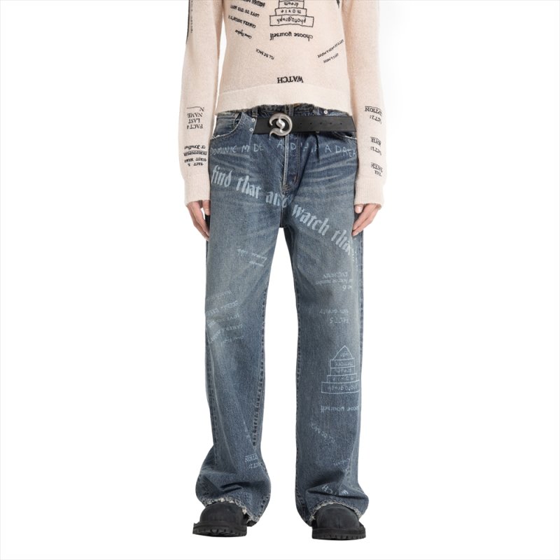画像2: DAIRIKU/"D"Buckle Laser Printed Super wide Denim Pants（Indigo）［Dバックルレーザープリントスーパーワイドデニムパンツ-25秋冬］
