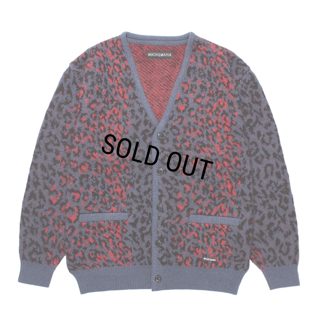 画像1: WACKO MARIA/LEOPARD MOHAIR JACQUARD KNIT CARDIGAN（NAVY）［レオパードモヘアカーディガン-25秋冬］ (1)