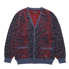 画像1: WACKO MARIA/LEOPARD MOHAIR JACQUARD KNIT CARDIGAN（NAVY）［レオパードモヘアカーディガン-25秋冬］ (1)