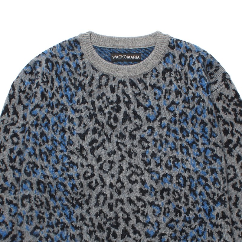 画像2: WACKO MARIA/LEOPARD MOHAIR JACQUARD KNIT SWEATER（GRAY）［レオパードモヘアセーター-25秋冬］