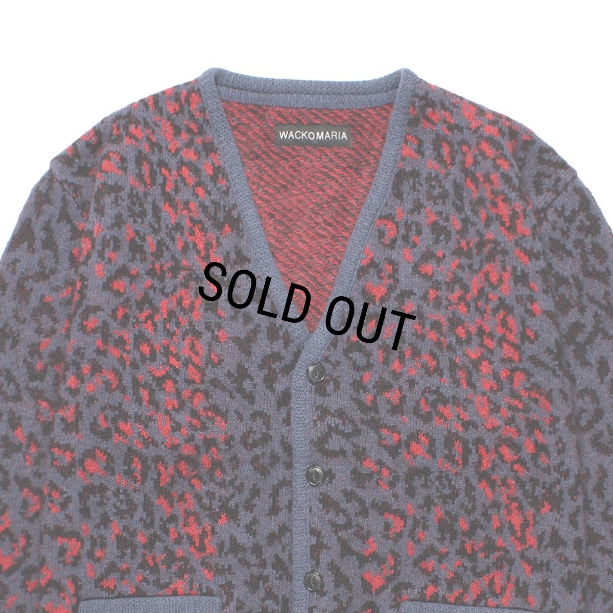 画像2: WACKO MARIA/LEOPARD MOHAIR JACQUARD KNIT CARDIGAN（NAVY）［レオパードモヘアカーディガン-25秋冬］ (2)