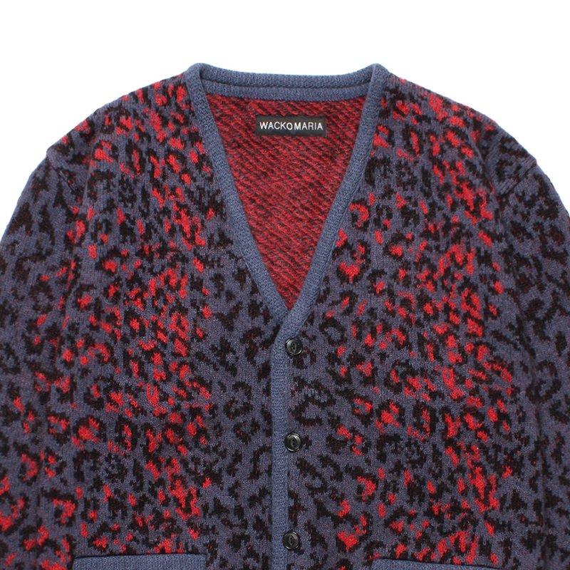 画像2: WACKO MARIA/LEOPARD MOHAIR JACQUARD KNIT CARDIGAN（NAVY）［レオパードモヘアカーディガン-25秋冬］