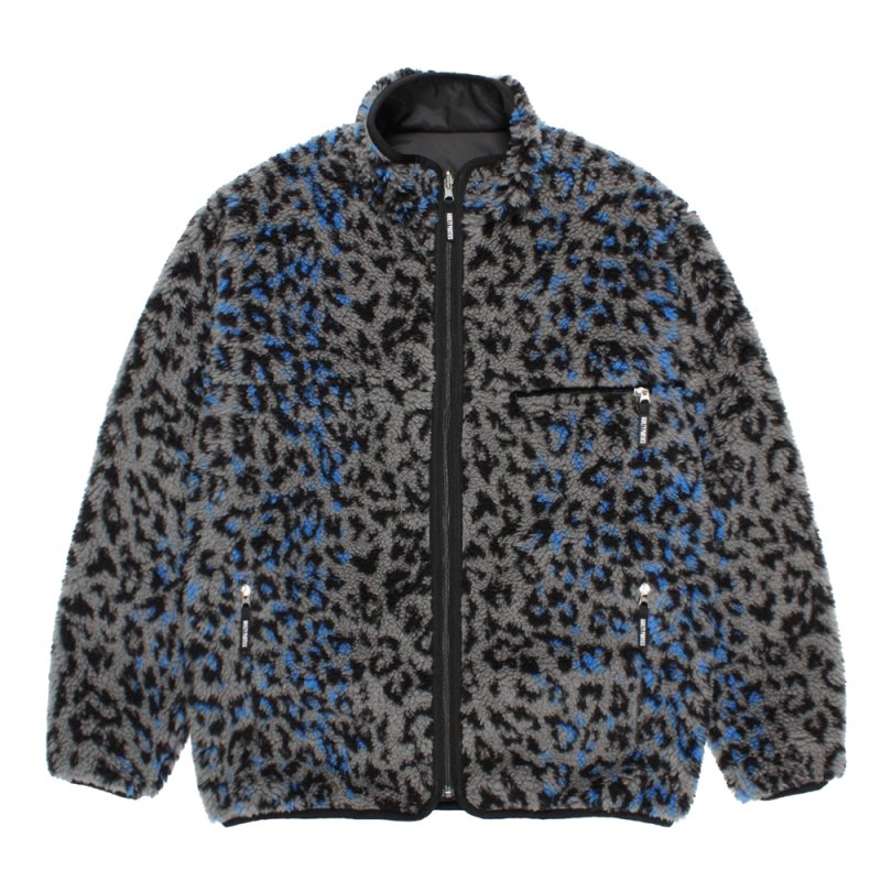 画像1: WACKO MARIA/REVERSIBLE LEOPARD BOA FLEECE JACKET（GRAY）［リバーシブルレオパードボアフリースJKT-25秋冬］