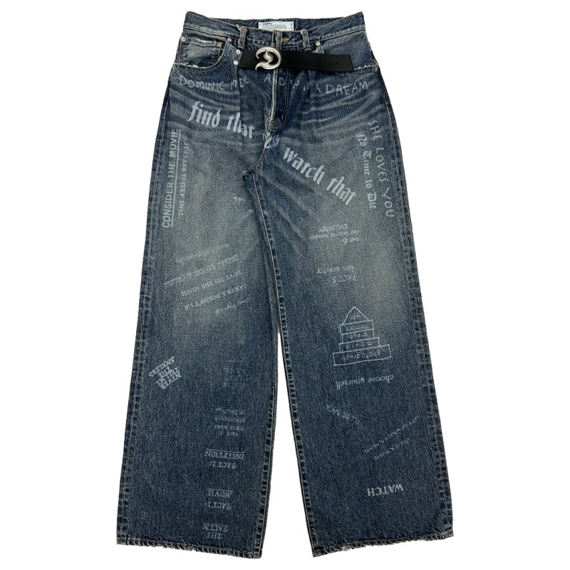 画像1: DAIRIKU/"D"Buckle Laser Printed Super wide Denim Pants（Indigo）［Dバックルレーザープリントスーパーワイドデニムパンツ-25秋冬］