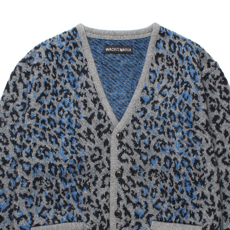 画像2: WACKO MARIA/LEOPARD MOHAIR JACQUARD KNIT CARDIGAN（GRAY）［レオパードモヘアカーディガン-25秋冬］