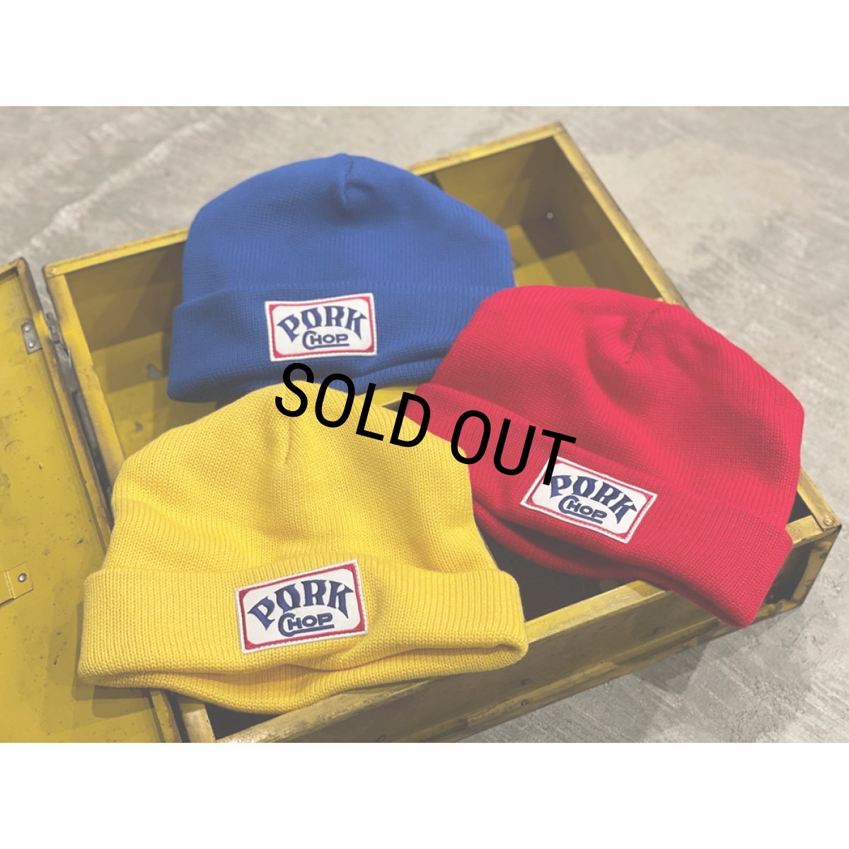 画像5: PORKCHOP/SQUARE WAPPEN BEANIE CAP（BLUE）［スクエアワッペンビーニーキャップ-25秋冬］ (5)