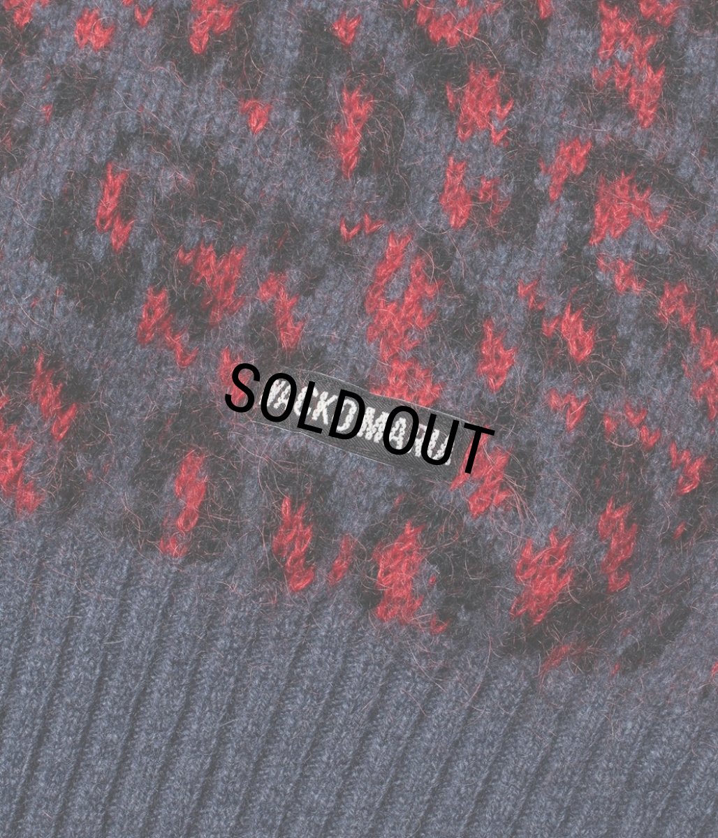 画像3: WACKO MARIA/LEOPARD MOHAIR JACQUARD KNIT CARDIGAN（NAVY）［レオパードモヘアカーディガン-25秋冬］ (3)