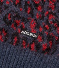 画像3: WACKO MARIA/LEOPARD MOHAIR JACQUARD KNIT CARDIGAN（NAVY）［レオパードモヘアカーディガン-25秋冬］ (3)