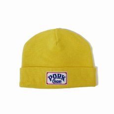 画像1: PORKCHOP/SQUARE WAPPEN BEANIE CAP（YELLOW）［スクエアワッペンビーニーキャップ-25秋冬］ (1)