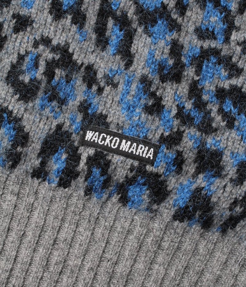 画像3: WACKO MARIA/LEOPARD MOHAIR JACQUARD KNIT CARDIGAN（GRAY）［レオパードモヘアカーディガン-25秋冬］