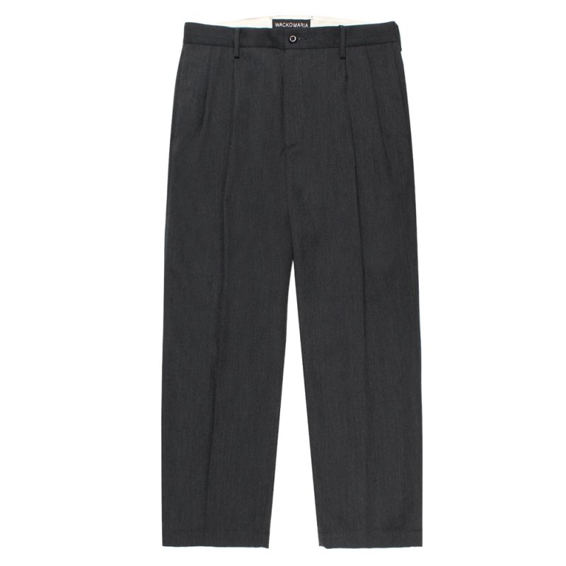画像2: WACKO MARIA/DOUBLE PLEATED WOOL TROUSERS（CHARCOAL）［ツータックウールトラウザース-25秋冬］