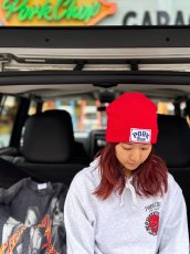 画像2: PORKCHOP/SQUARE WAPPEN BEANIE CAP（RED）［スクエアワッペンビーニーキャップ-25秋冬］ (2)
