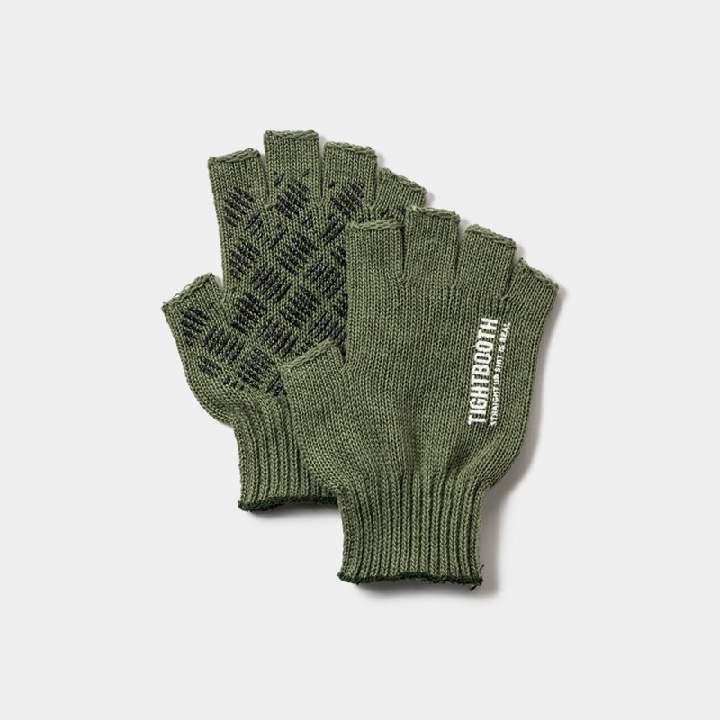 画像1: TIGHTBOOTH/LOGO FINGERLESS GLOVE（Olive）［フィンガーレスグローブ-25秋冬］