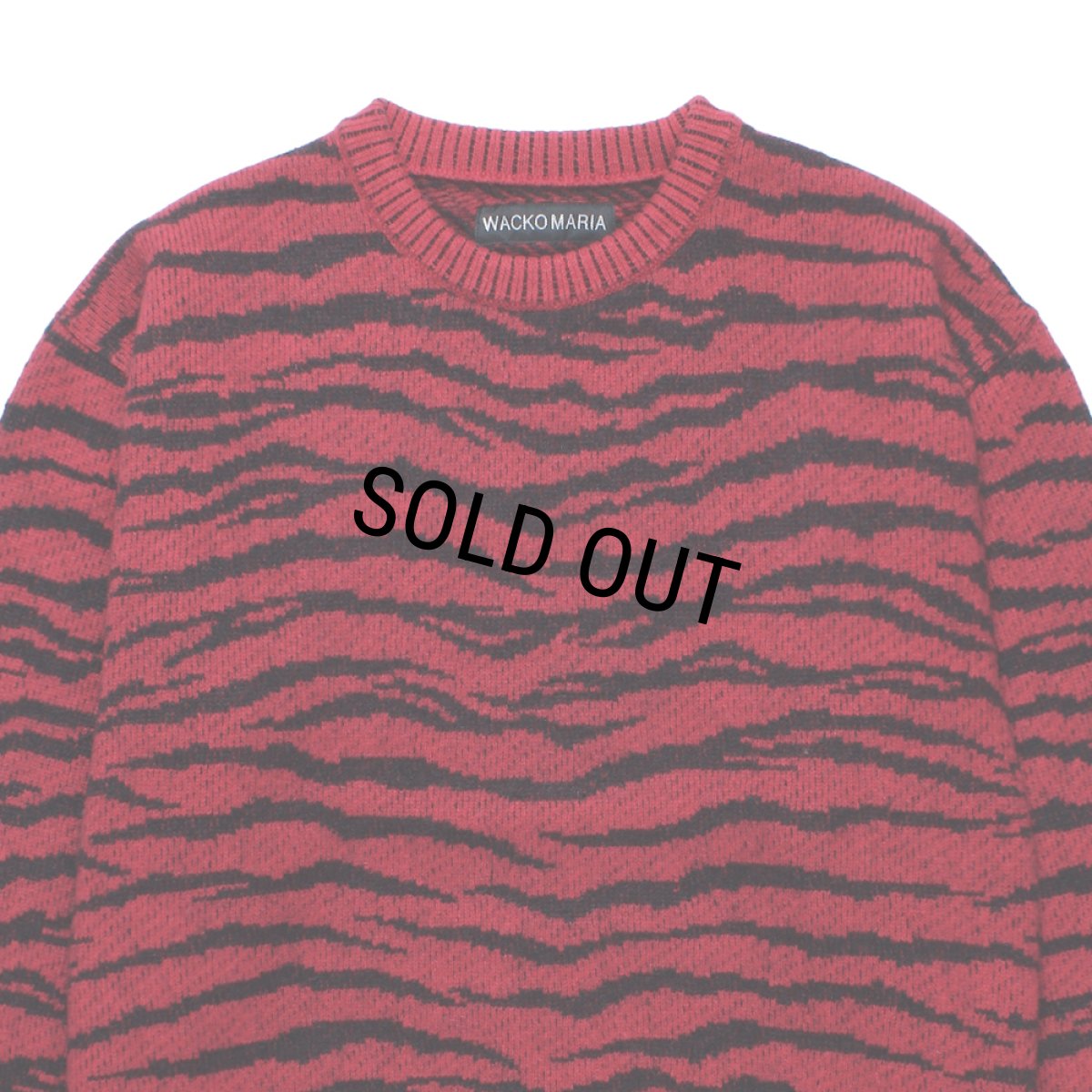 画像2: WACKO MARIA/TIGER MOHAIR JACQUARD KNIT SWEATER（RED）［タイガーモヘアセーター-25秋冬］ (2)