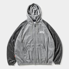画像1: TIGHTBOOTH/VELOUR PIPING HOODED JKT（Grey）［ベロアパイピングフードJKT-25秋冬］ (1)