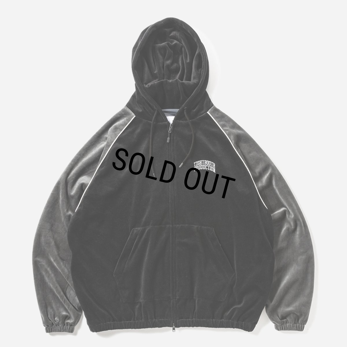 画像1: 【30%OFF】TIGHTBOOTH/VELOUR PIPING HOODED JKT（Black）［ベロアパイピングフードJKT-25秋冬］ (1)