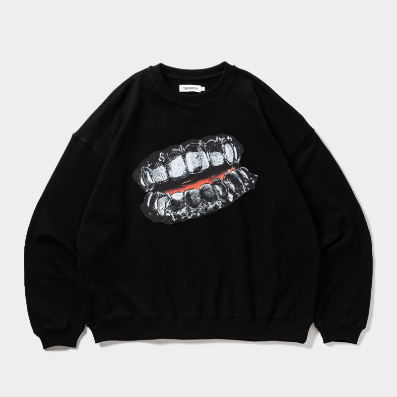 画像1: TIGHTBOOTH/GRILLS CREW SWEAT（Black）［グリルズクルースウェット-25秋冬］