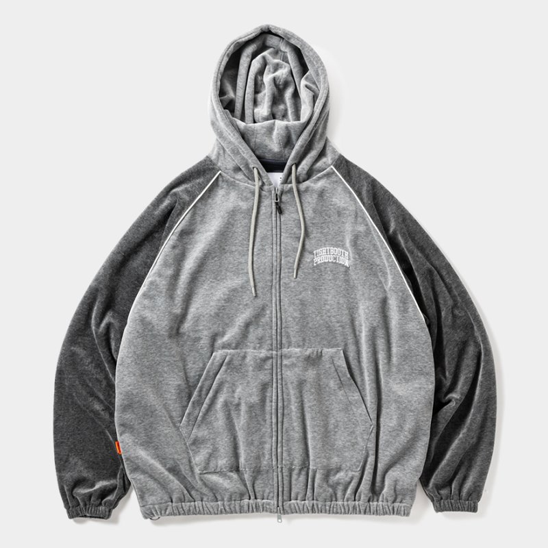 画像1: TIGHTBOOTH/VELOUR PIPING HOODED JKT（Grey）［ベロアパイピングフードJKT-25秋冬］
