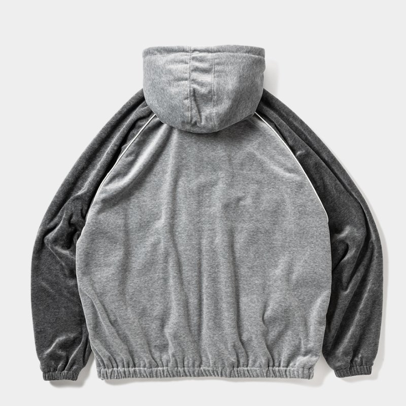 画像2: TIGHTBOOTH/VELOUR PIPING HOODED JKT（Grey）［ベロアパイピングフードJKT-25秋冬］