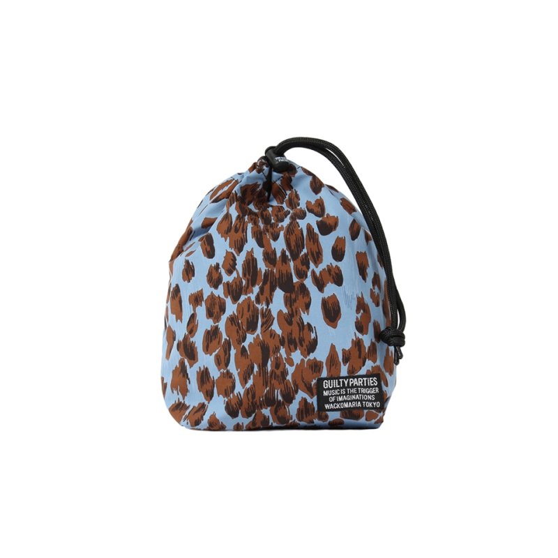 画像1: WACKO MARIA/LEOPARD DRAWSTRING BAG（BLUE）［レオパードドローストリングバッグ-25秋冬］