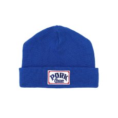 画像1: PORKCHOP/SQUARE WAPPEN BEANIE CAP（BLUE）［スクエアワッペンビーニーキャップ-25秋冬］ (1)