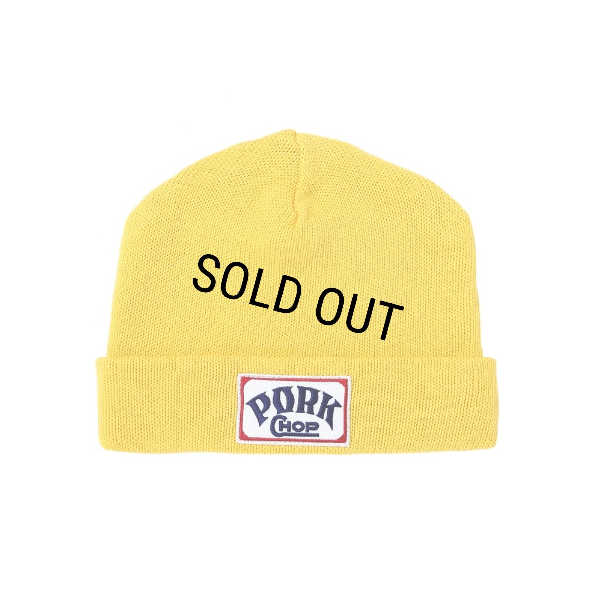 画像1: PORKCHOP/SQUARE WAPPEN BEANIE CAP（YELLOW）［スクエアワッペンビーニーキャップ-25秋冬］ (1)