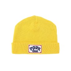 画像1: PORKCHOP/SQUARE WAPPEN BEANIE CAP（YELLOW）［スクエアワッペンビーニーキャップ-25秋冬］ (1)