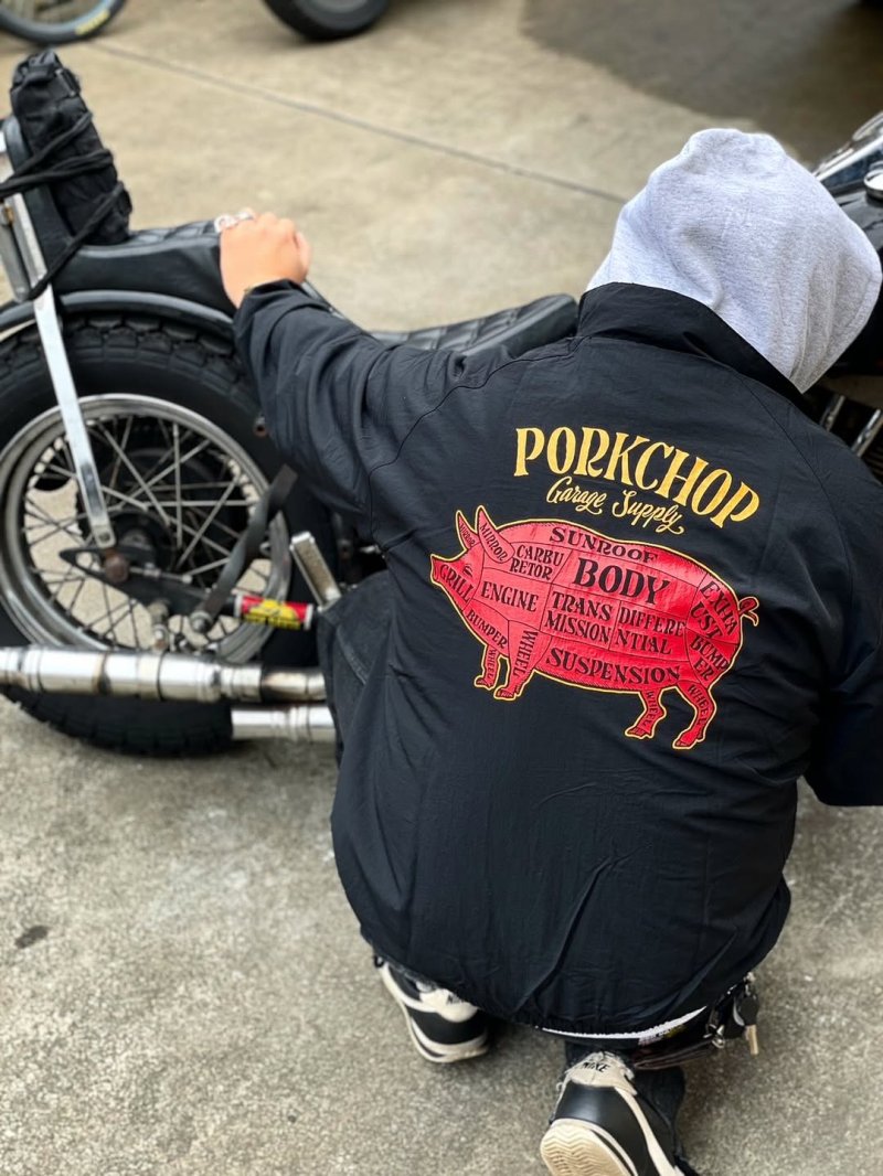 画像3: PORKCHOP/PORK BACK NYLON JKT（BLACK）［ポークバックナイロンJKT-25秋冬］