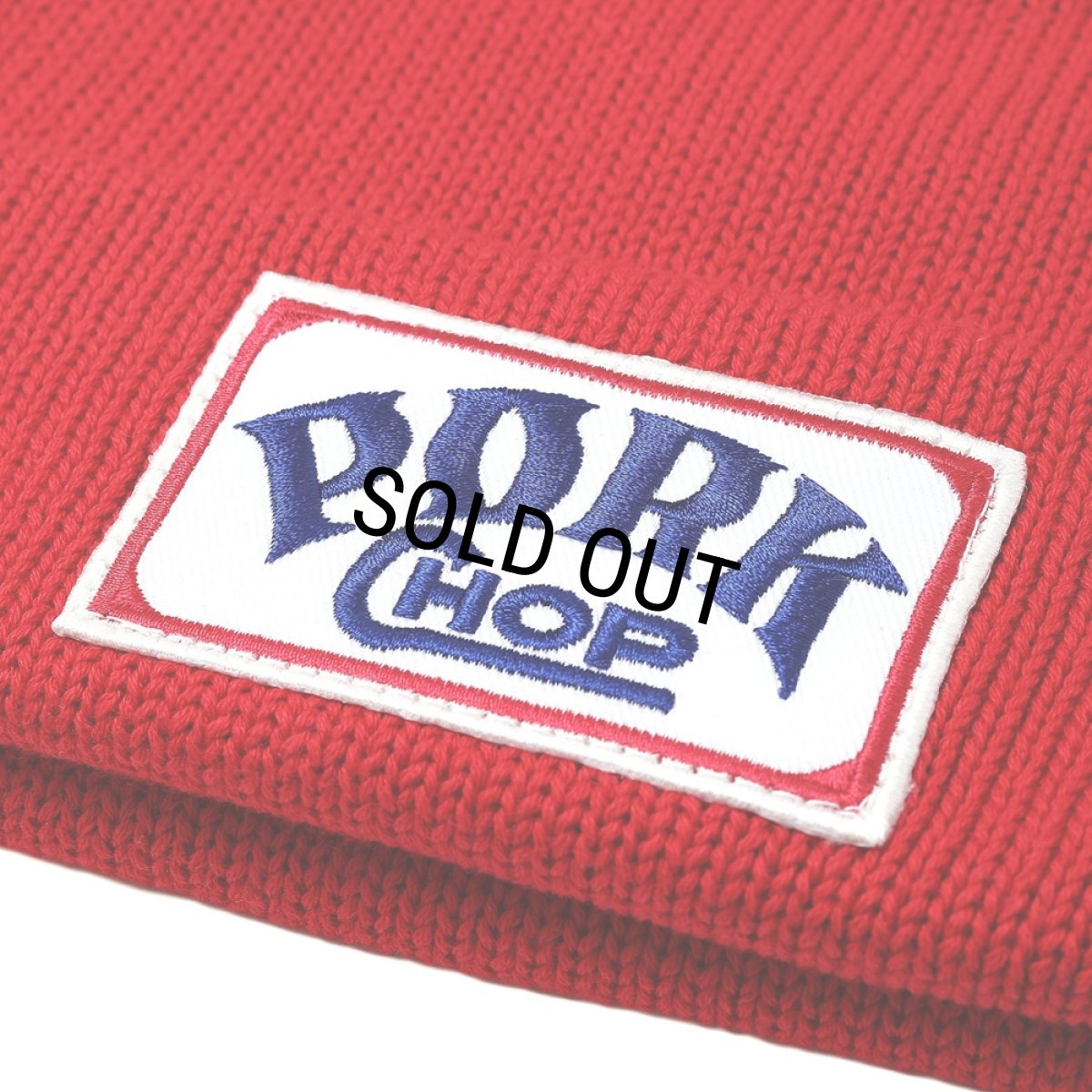 画像3: PORKCHOP/SQUARE WAPPEN BEANIE CAP（RED）［スクエアワッペンビーニーキャップ-25秋冬］ (3)
