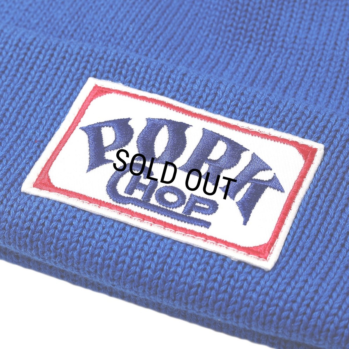 画像3: PORKCHOP/SQUARE WAPPEN BEANIE CAP（BLUE）［スクエアワッペンビーニーキャップ-25秋冬］ (3)