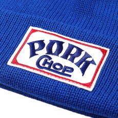 画像3: PORKCHOP/SQUARE WAPPEN BEANIE CAP（BLUE）［スクエアワッペンビーニーキャップ-25秋冬］ (3)