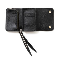 画像4: CALEE/PLANE LEATHER FLAP HALF WALLET＜STUDS CHARM＞（BLACK）［プレーンレザーハーフウォレットwithスタッズチャーム-25秋冬］ (4)