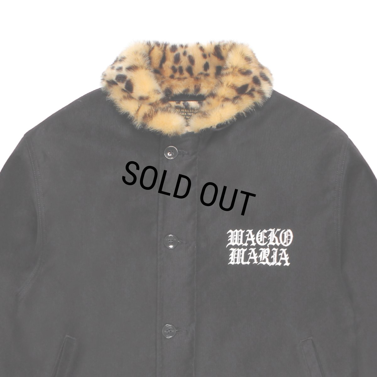 画像2: WACKO MARIA/LEOPARD FAUX FUR N-1 DECK JACKET（BLACK）［レオパードファーN-1デッキJKT-25秋冬］ (2)