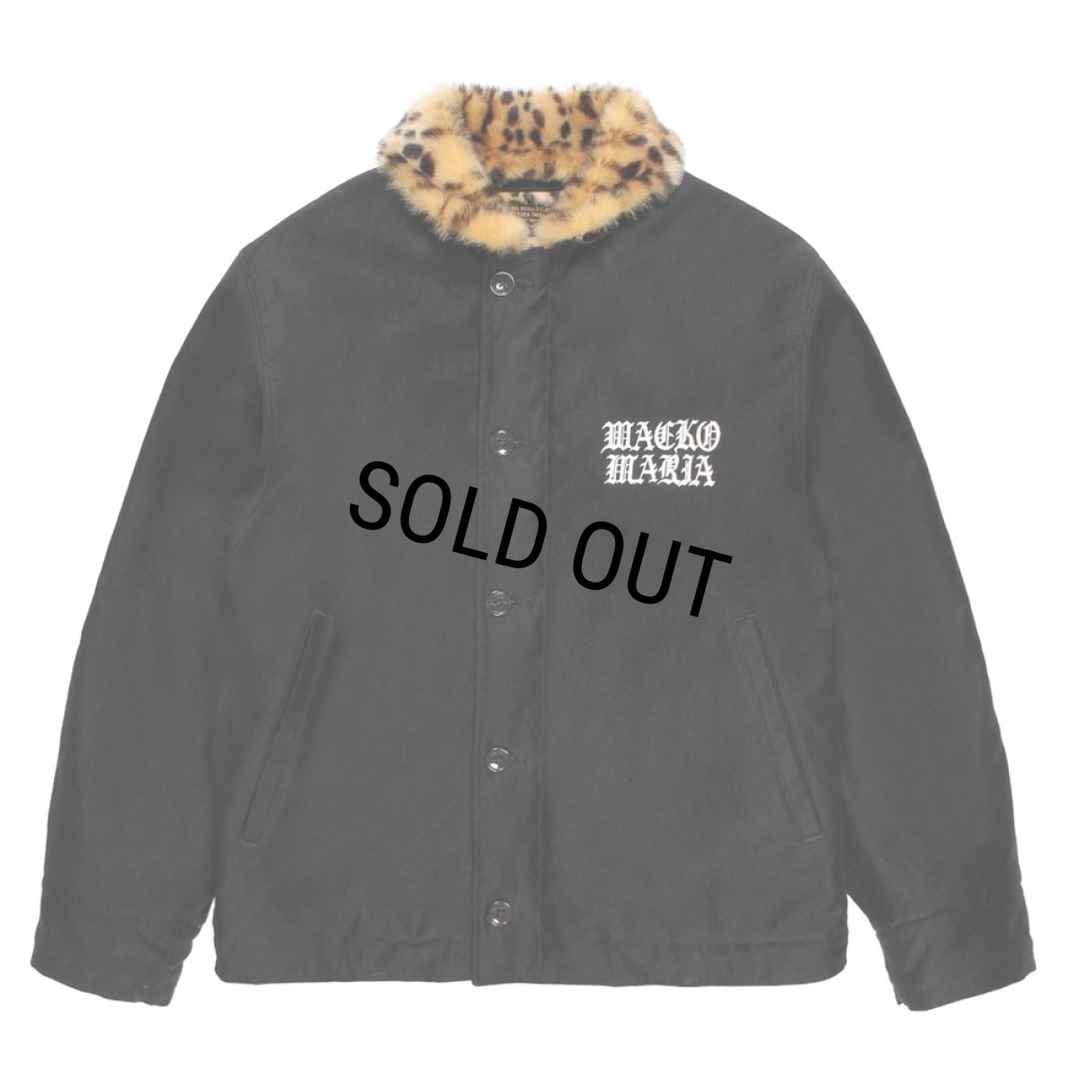 画像1: WACKO MARIA/LEOPARD FAUX FUR N-1 DECK JACKET（BLACK）［レオパードファーN-1デッキJKT-25秋冬］ (1)