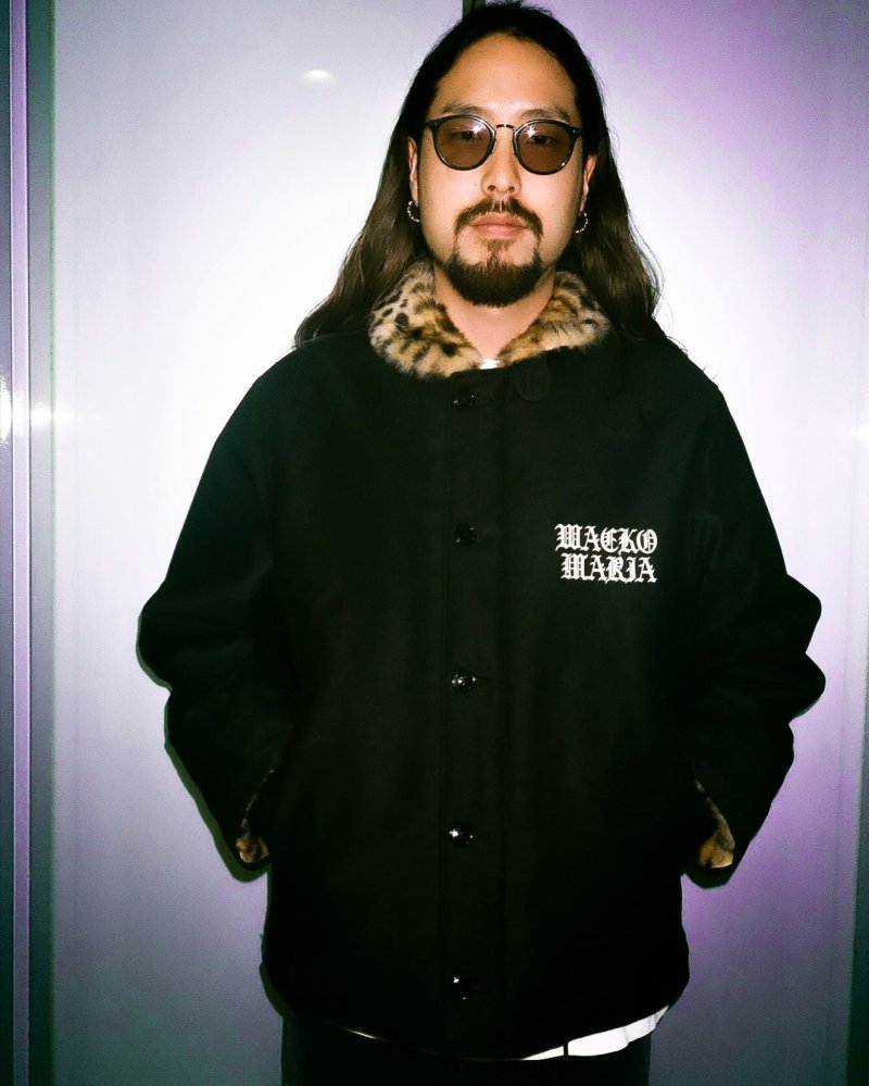 画像3: WACKO MARIA/LEOPARD FAUX FUR N-1 DECK JACKET（BLACK）［レオパードファーN-1デッキJKT-25秋冬］