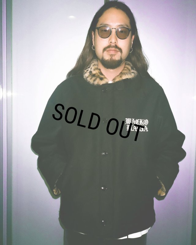 WACKO MARIA/LEOPARD FAUX FUR N-1 DECK JACKET（BLACK）［レオパード