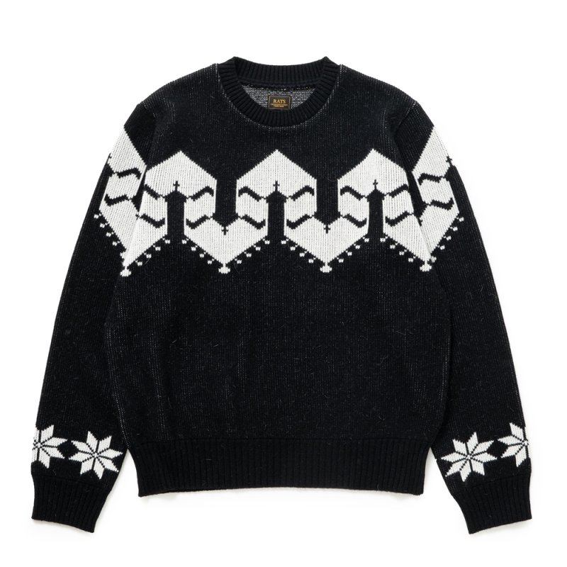 画像1: RATS/NORDIC KNIT（BLACK）［ノルディックニット-25秋冬］