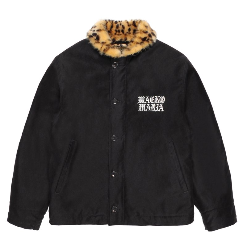 画像1: WACKO MARIA/LEOPARD FAUX FUR N-1 DECK JACKET（BLACK）［レオパードファーN-1デッキJKT-25秋冬］