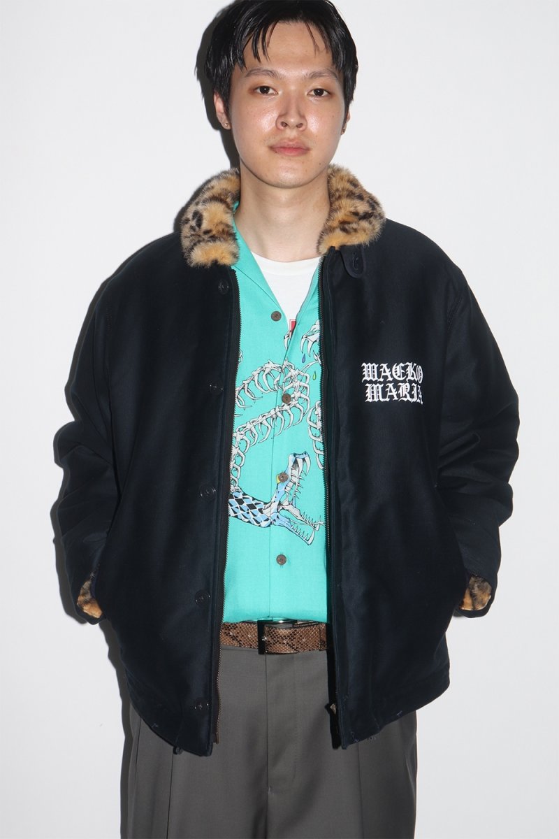 画像6: WACKO MARIA/LEOPARD FAUX FUR N-1 DECK JACKET（BLACK）［レオパードファーN-1デッキJKT-25秋冬］ (6)