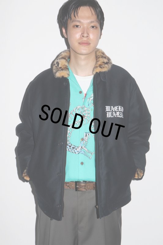 WACKO MARIA/LEOPARD FAUX FUR N-1 DECK JACKET（BLACK）［レオパード