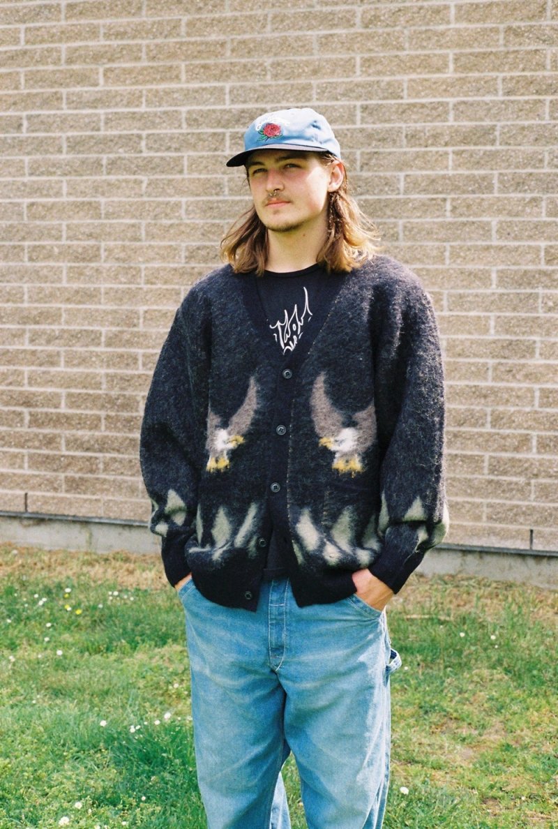 画像3: CHALLENGER/NATIVE EAGLE CARDIGAN（BLACK）［ネイティブイーグルモヘアカーディガン-25秋冬］