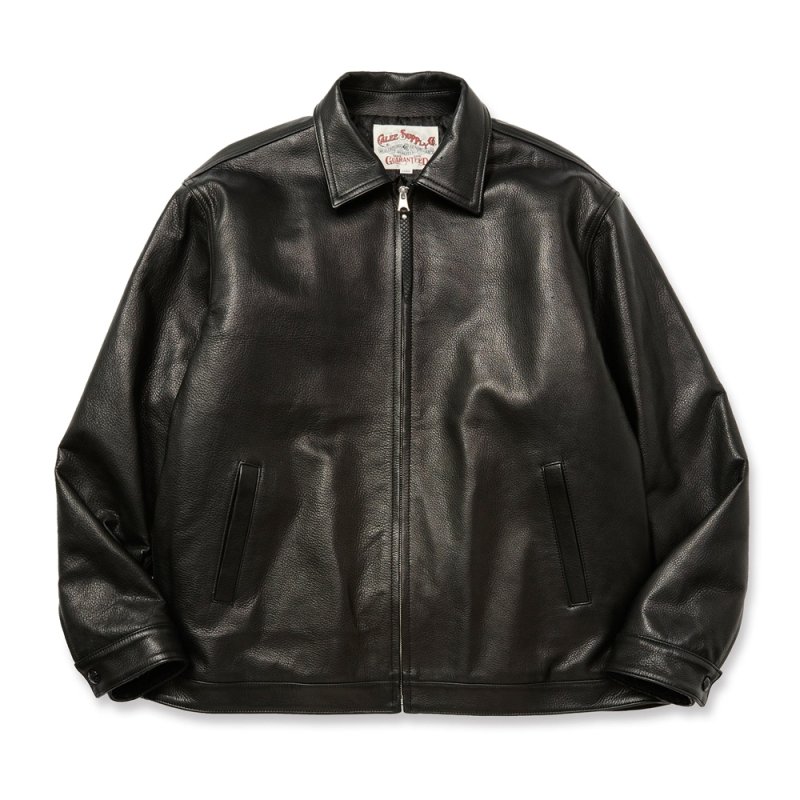 画像1: CALEE/LEATHER SWINGTOP ＜WITH PYTHON LEATHER＞（BLACK）［レザースウィングトップ-25秋冬］