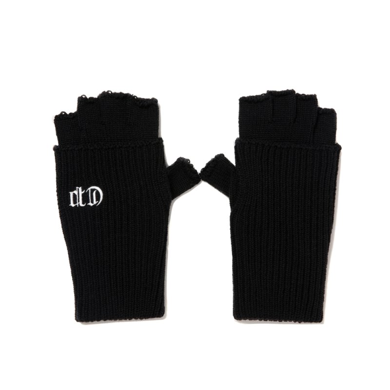 画像1: COOTIE PRODUCTIONS/Knit Cuffed Fingerless Glove（Black）［ニットカフドフィンガーレスグローブ-25秋冬］
