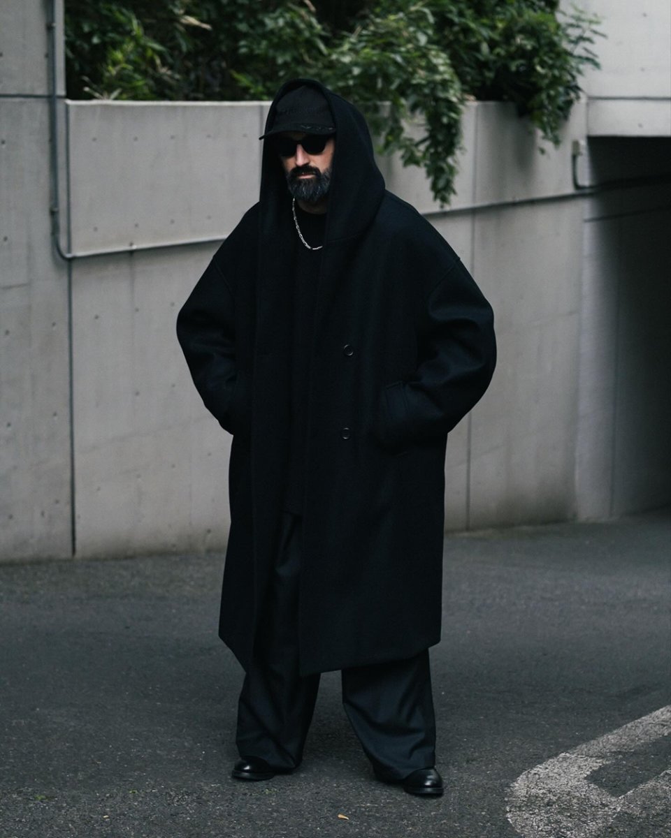 画像8: COOTIE PRODUCTIONS/Wool Melton Double Breasted Jedi Coat（Black）［ウールメルトンダブルブレステッドジェダイコート-25秋冬］ (8)