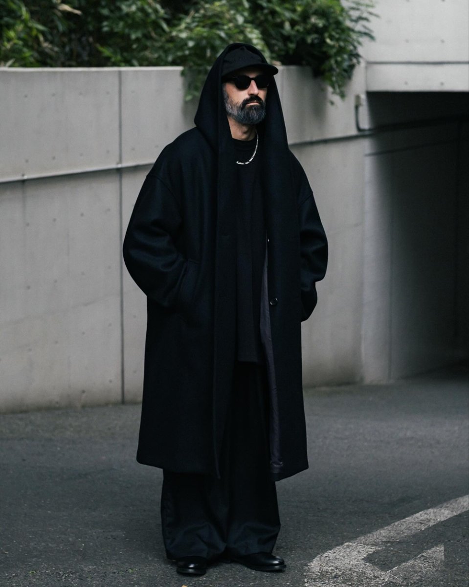 画像7: COOTIE PRODUCTIONS/Wool Melton Double Breasted Jedi Coat（Black）［ウールメルトンダブルブレステッドジェダイコート-25秋冬］ (7)