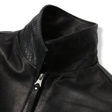 画像4: CALEE/LEATHER SWINGTOP ＜WITH PYTHON LEATHER＞（BLACK）［レザースウィングトップ-25秋冬］ (4)