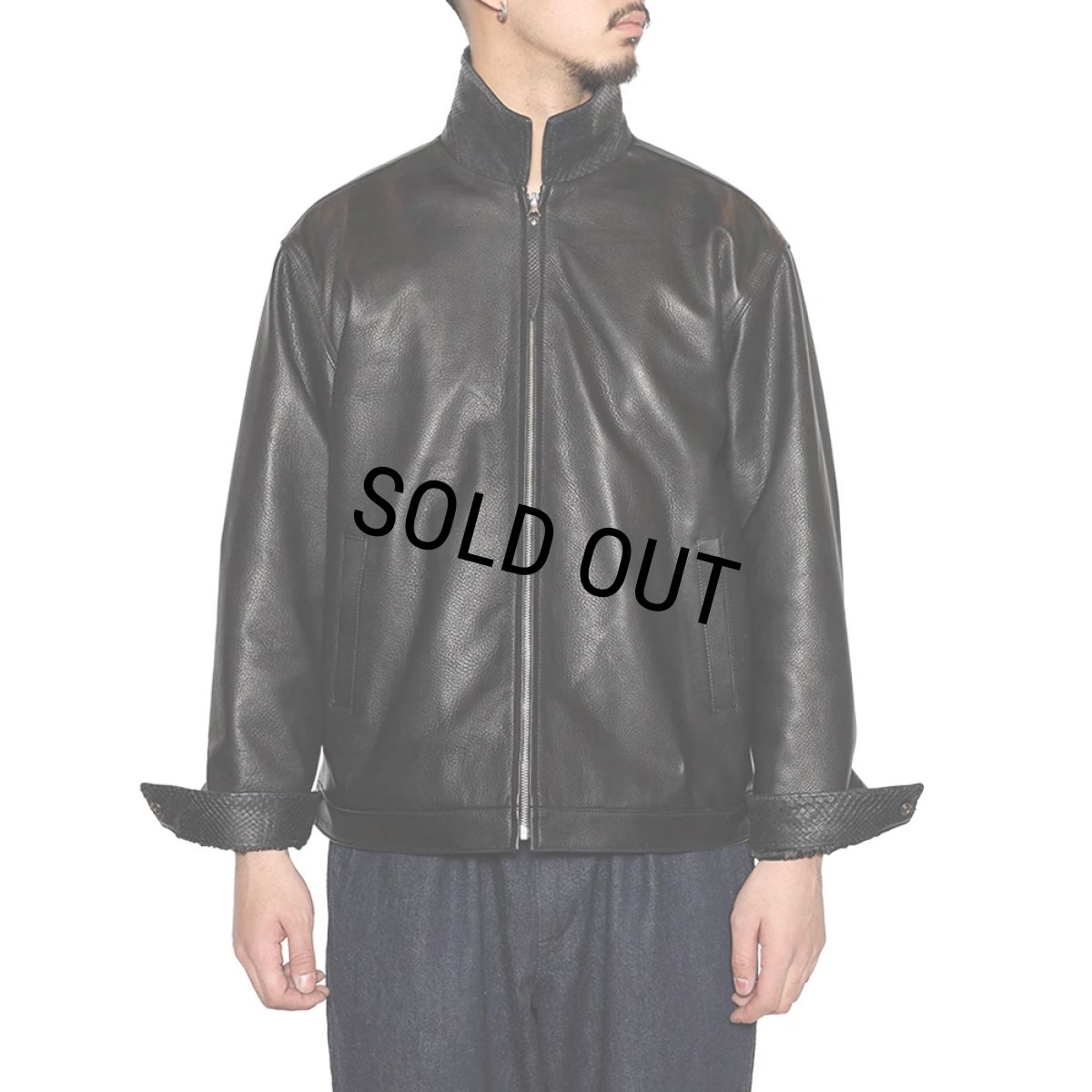 画像11: CALEE/LEATHER SWINGTOP ＜WITH PYTHON LEATHER＞（BLACK）［レザースウィングトップ-25秋冬］ (11)