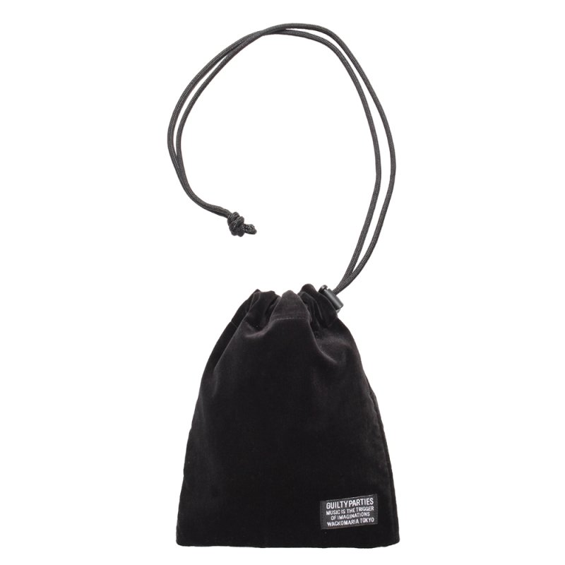 画像1: WACKO MARIA/VELVET DRAWSTRING BAG（BLACK）［ベルベットドローストリングバッグ-25秋冬］