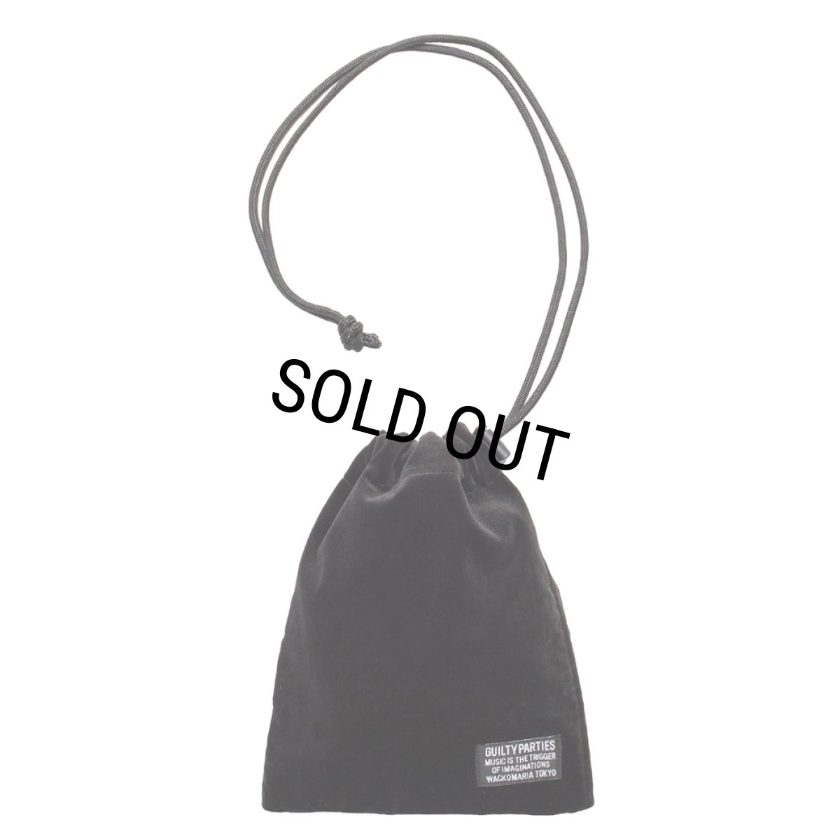 画像1: WACKO MARIA/VELVET DRAWSTRING BAG（BLACK）［ベルベットドローストリングバッグ-25秋冬］ (1)
