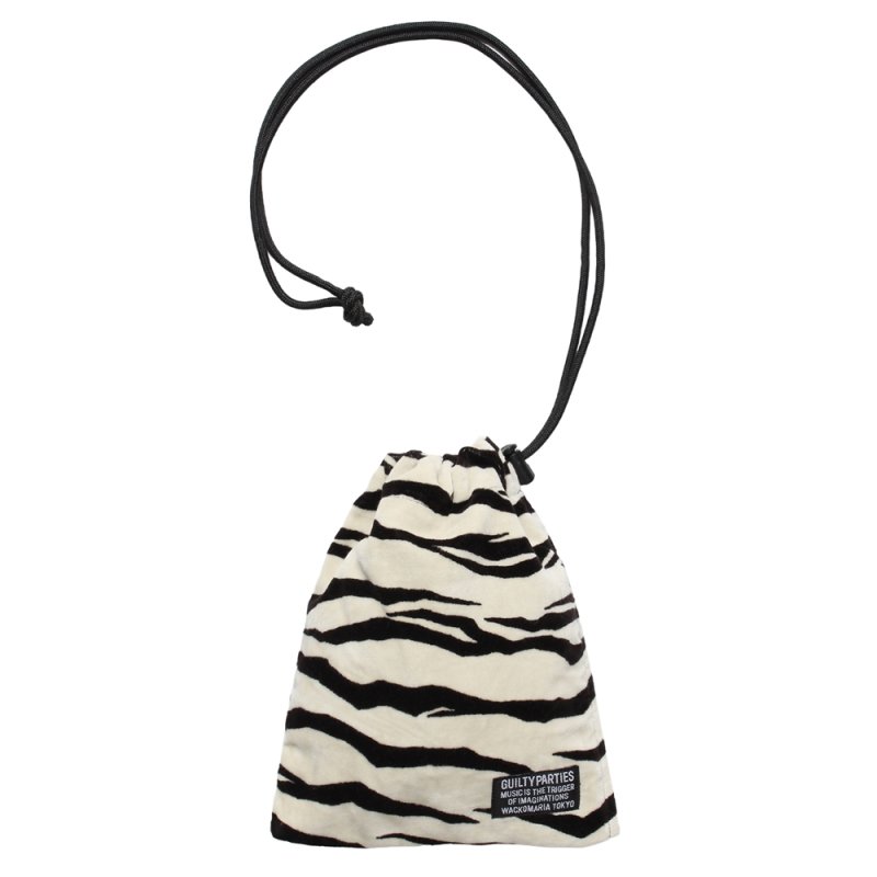 画像1: WACKO MARIA/TIGER VELOUR DRAWSTRING BAG（WHITE）［タイガーベロアドローストリングバッグ-25秋冬］